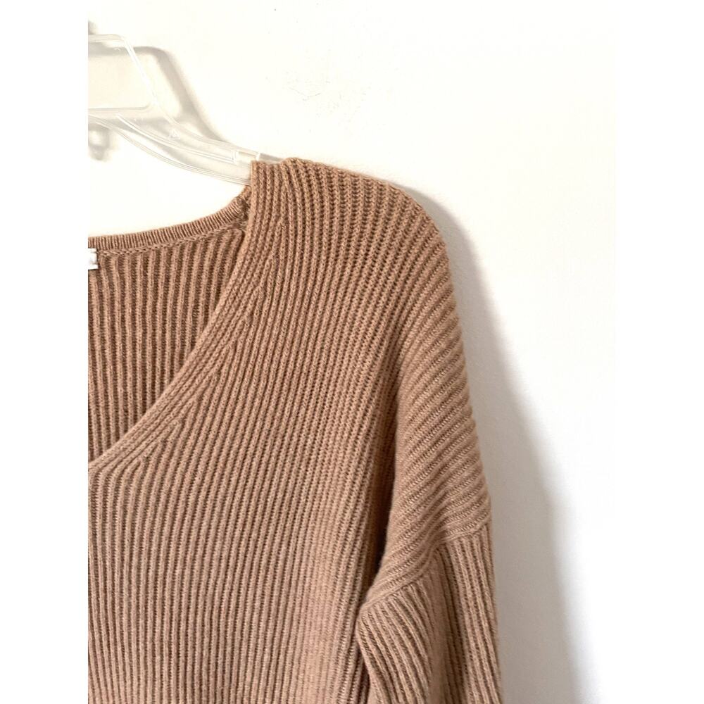 Madewell Wool Blend Long Sleeve V-Neck Sweater Mini Dress Tan Size Medium - Picture 4 of 7